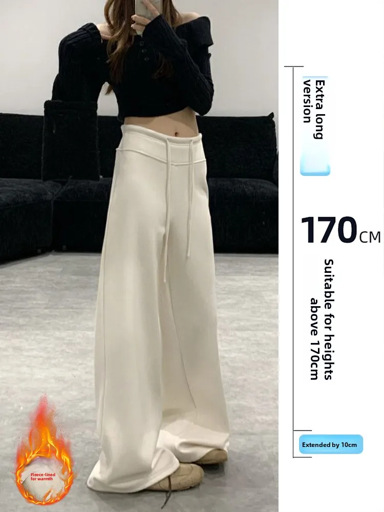 

Женские повседневные брюки с высокой талией, прямые, на флисовой подкладке, свободные, удобные, для весны и осени, длинные, мягкие, эластичные