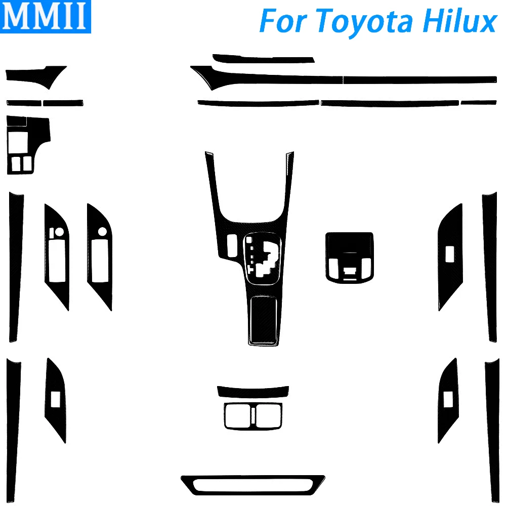 

For Toyota Hilux 2015-2021 Piano Black Gear Shift Air Outlet Dashboard Window Lift Panel Trim Car Interior Accessories Sticker