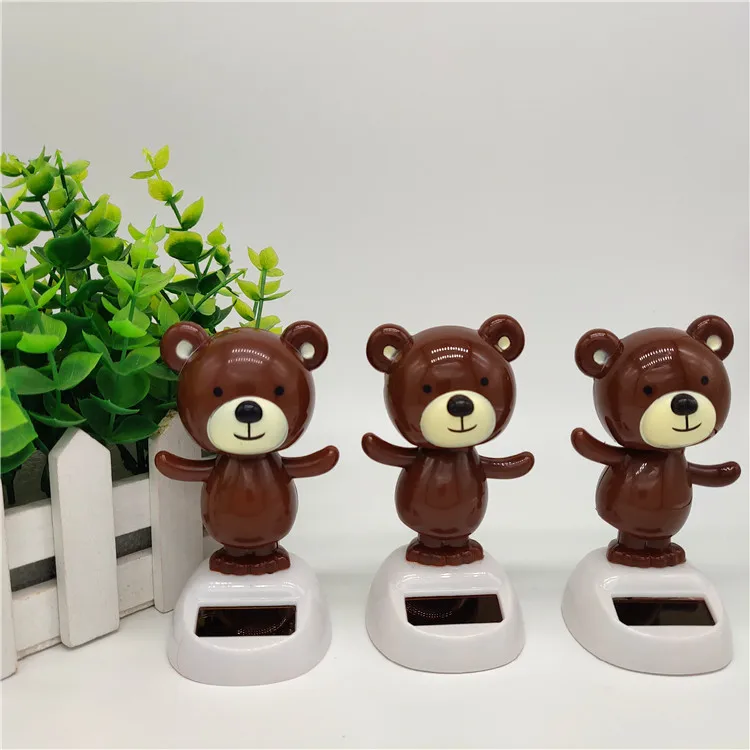 Solar Bear Dancing Toys Shaking Head Toy For Car For Automotive Interior Dolls For Windowsill Desk Holiday Fun Kid Toy Gift