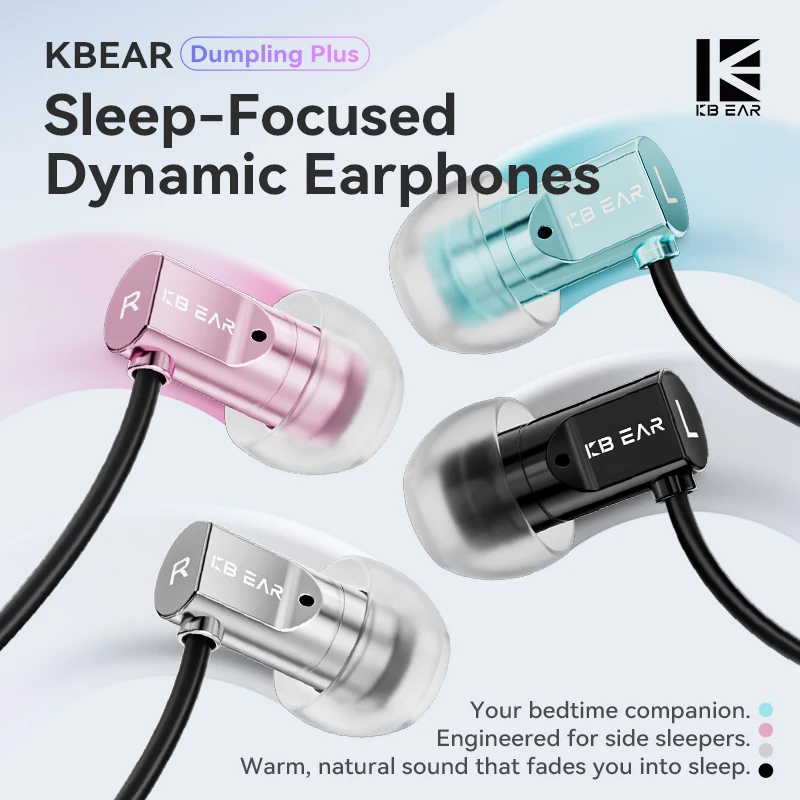 KBEAR Dumpling Plus Wired Sleep Earbuds Ultra Flat In Ear Headphones for Side Sleepers 6mm Dynamic Driver Noise Isolating Earp