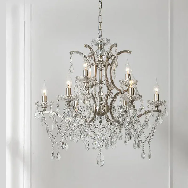 American Chandelier Light Luxury Living Room Dining Room Lamp Retro French Crystal Lamp European Villa Princess Room Lamp