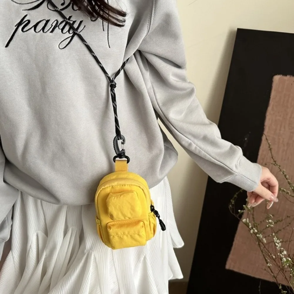 Nylon Hanging Neck Coin Purse Korean Style Shoulder Bag Lanyard Crossbody Bag Earphone Storage Bag Multifunction