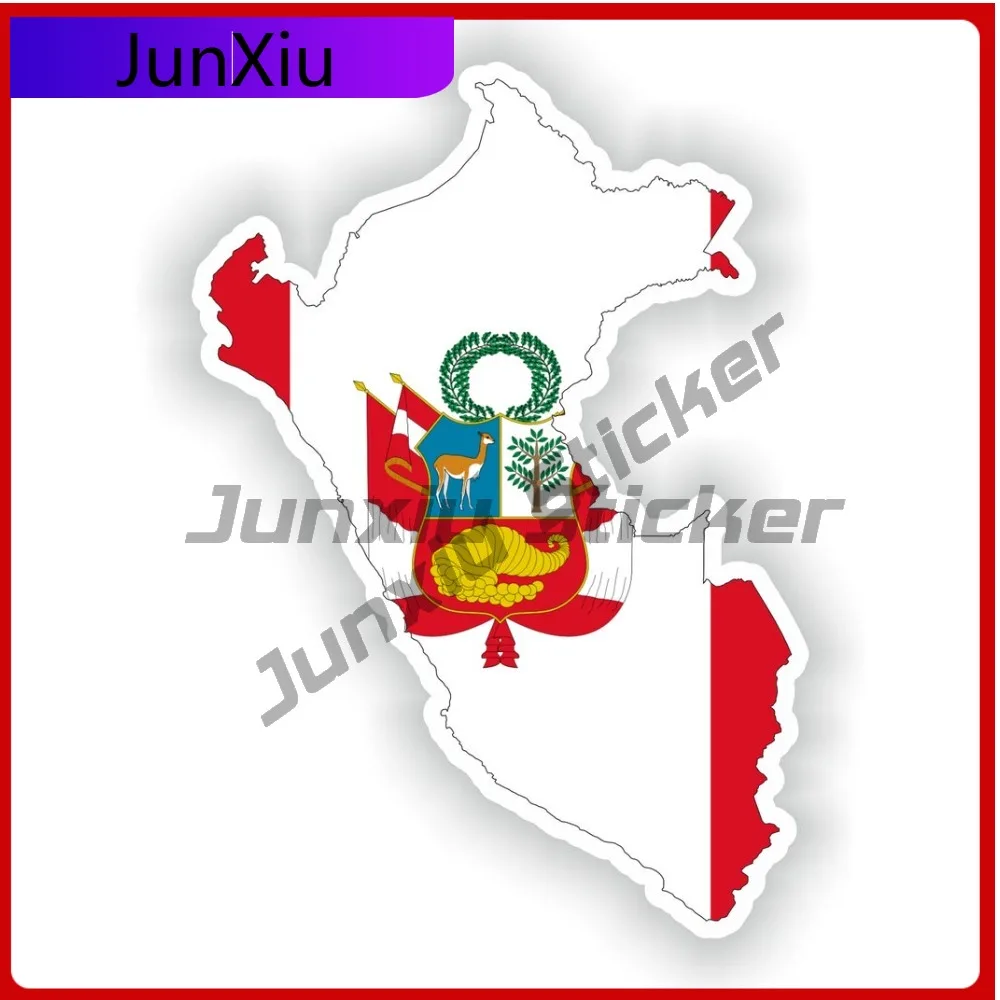 

Peru Shape Of The National Emblem Map Flag Sticker Cover Scratch Bottle Decals Waterproof Bumper Sticker Decoration Refit Sticke