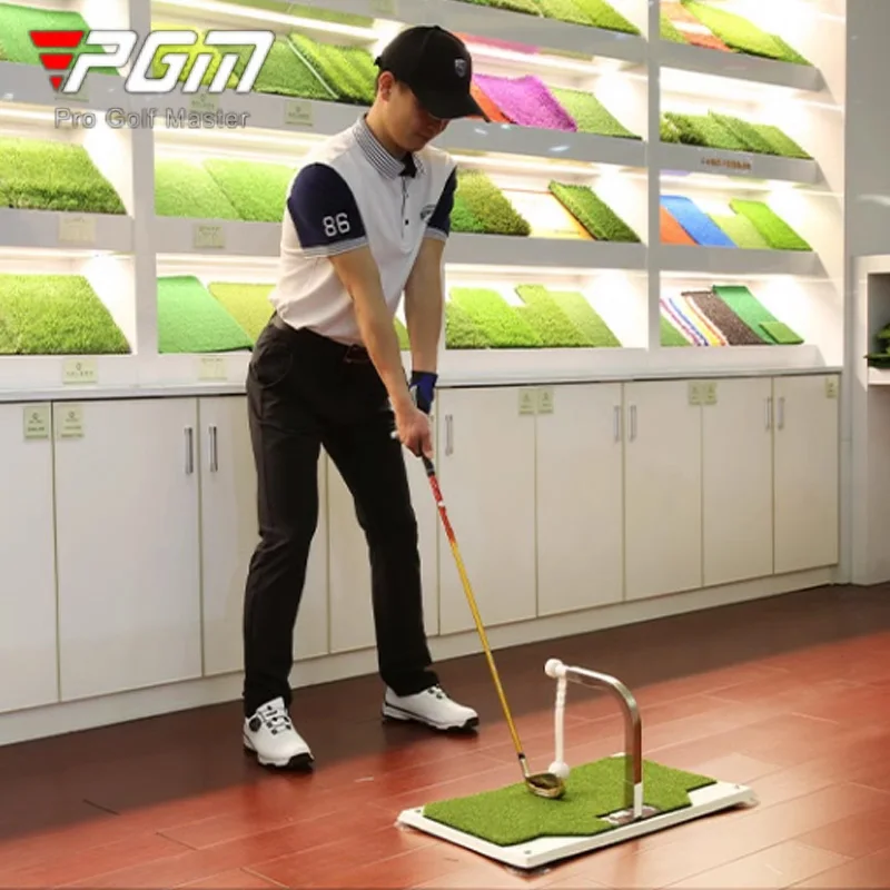 PGM 360° Rotating Golf Hitting Mat Adjustable Height Durable Golf Swing Trainer Automatic Return Ball Indoor Hitting Carpet