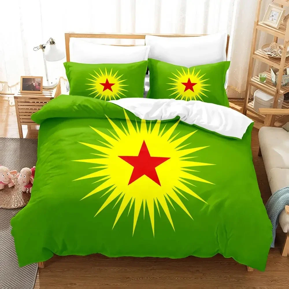 

3D Print Kurdistan Flag Bedding Set Duvet Cover Bed Set Quilt Cover Pillowcase Comforter king Queen Size Boys Adult Bedding Set