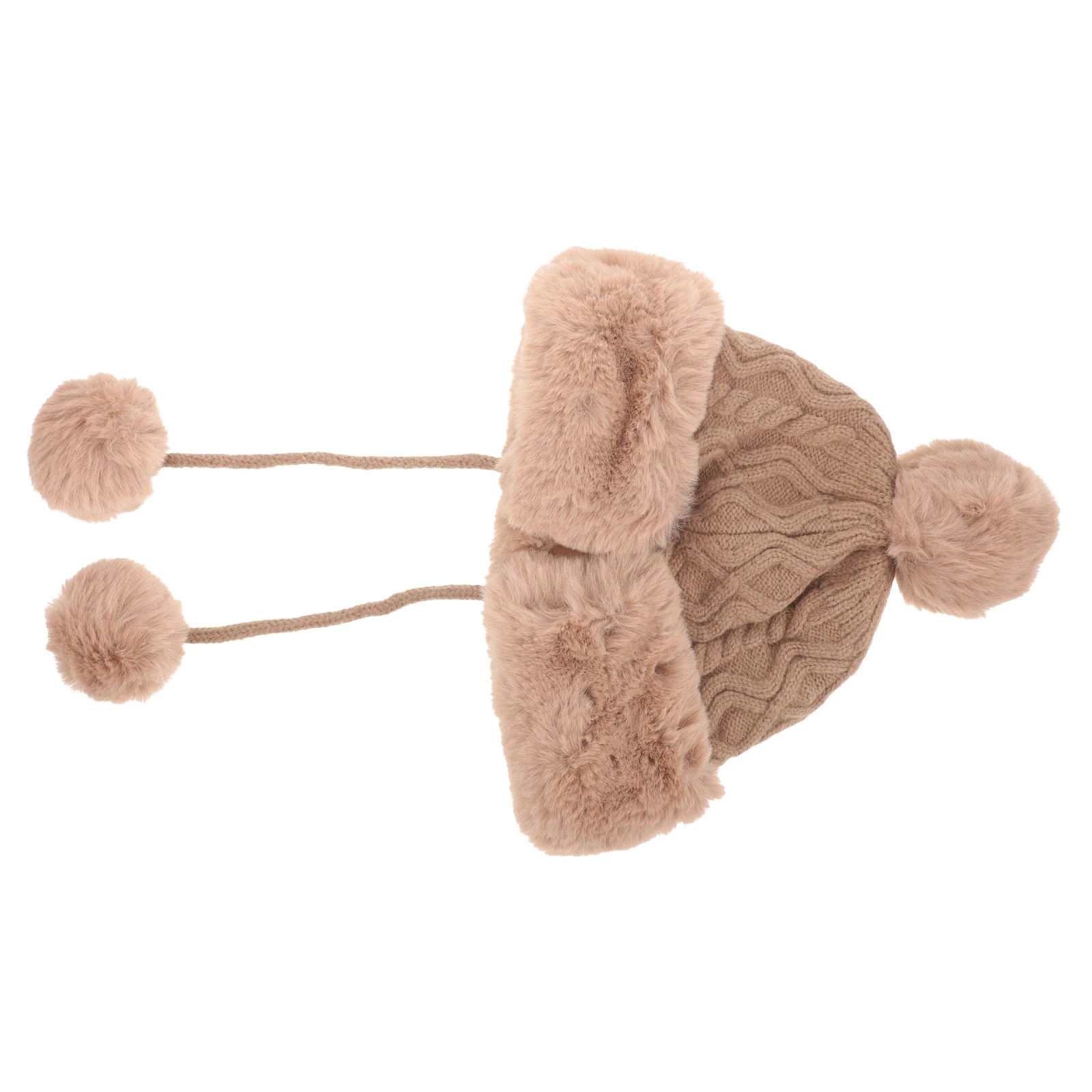 

Winter Warm Wool Hat with Fuzzy Balls Women Outdoor Thicken Cold-proof Breathable Comfortable Fashionable Gift