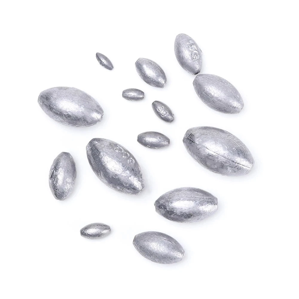 100Pcs Olive Shape Sinkers Pure Lead Making Fishing Sinker Sports Outdoors Supplies Lake Sea River for Professional Fisher