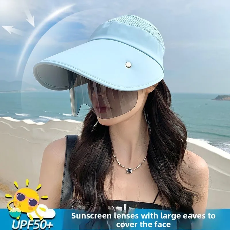 قبعة شمسية صيفية للنساء للاستخدام الخارجي بحافة عريضة للحماية من الأشعة فوق البنفسجية، قبعة فارغة من الأعلى لركوب الدراجات مع... #4