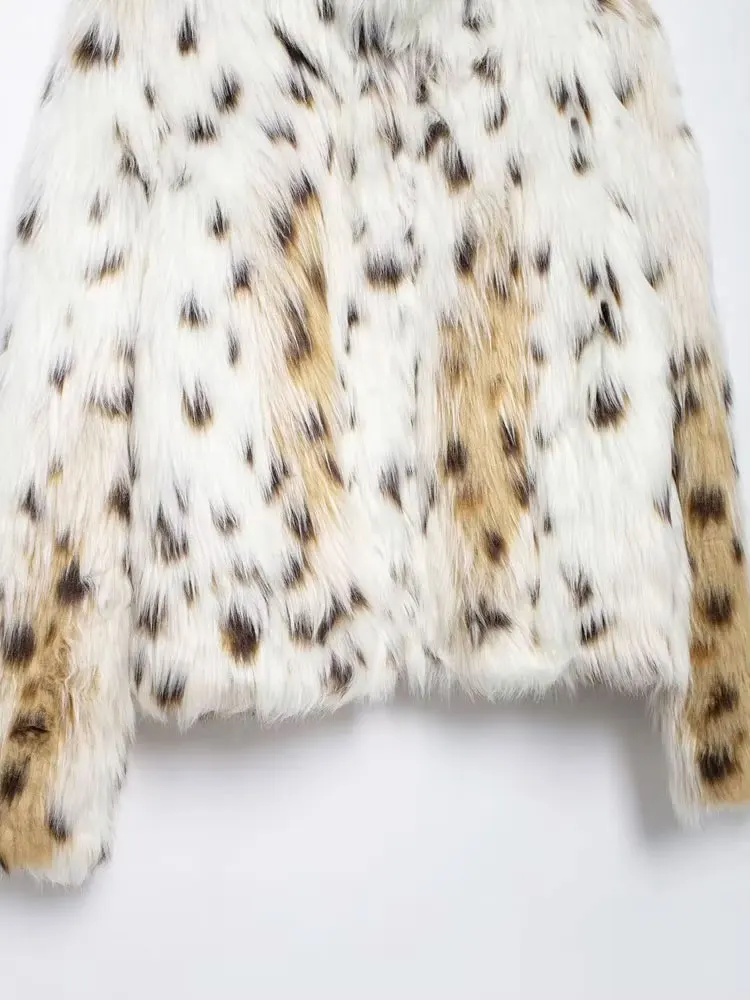 Damska gruba, ciepła kurtka/płaszcz ze sztucznego futra, kołnierz z klapami, długi rękaw, zapinana na guziki, odzież wierzchnia damska, eleganckie topy, moda