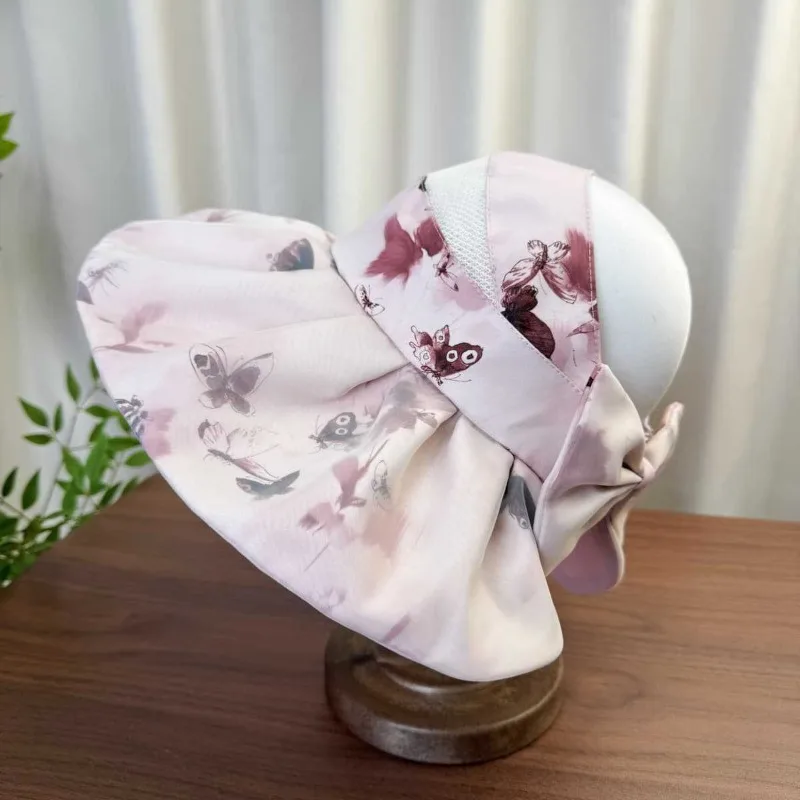 Summer Sun Protection Hat Women's UV Protection Big Brim Sun Hat Breathable Bucket Hat Face Cover Empty Top Hat