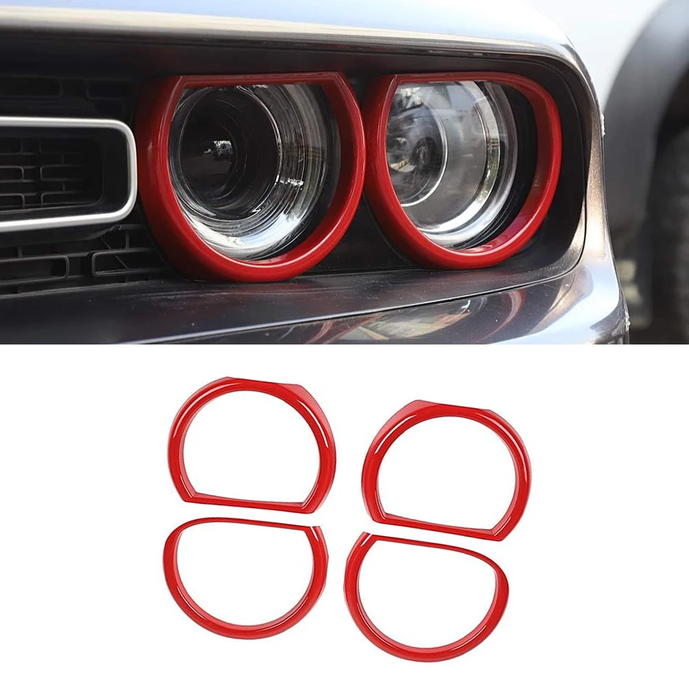 

4 pcs Car Front Headlight Cover Lamp Light Decor For Dodge Challenger 2015 2016 2017 2018 2019 2020 20201 2022 2023