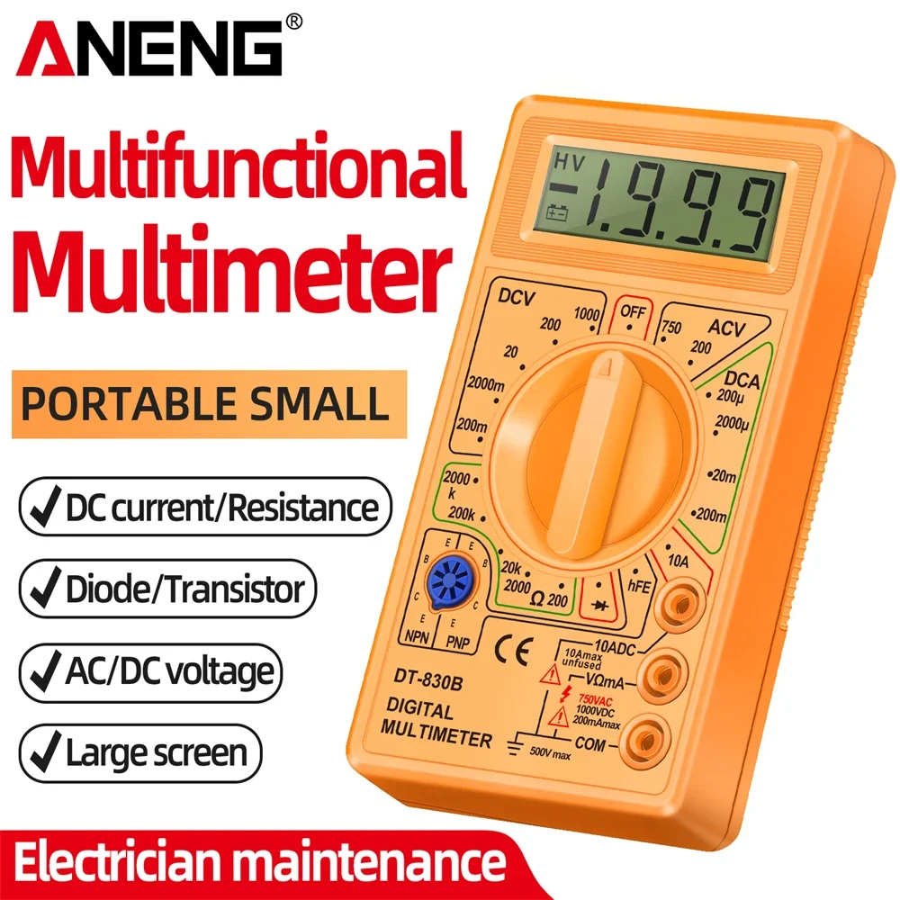 ANENG Automatic Range DT830B Multimeter Mini Household Meter Handheld Multimetro Maltimeter Appliance Maintenance Appliance Tool