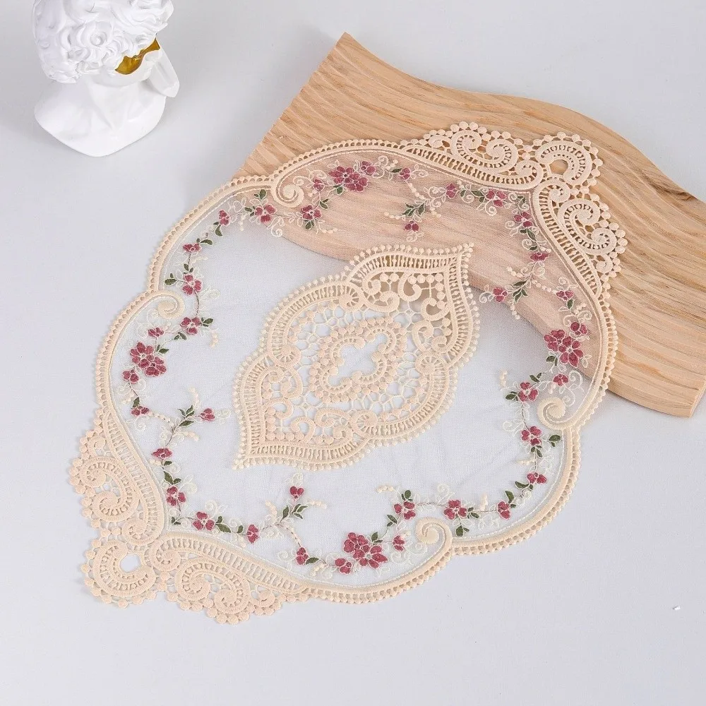 Heat Insulation Vintage Lace Coaster Exquisite Decorative Embroidery Placemat Anti-scald Flower Coasters Cabinet Decoration