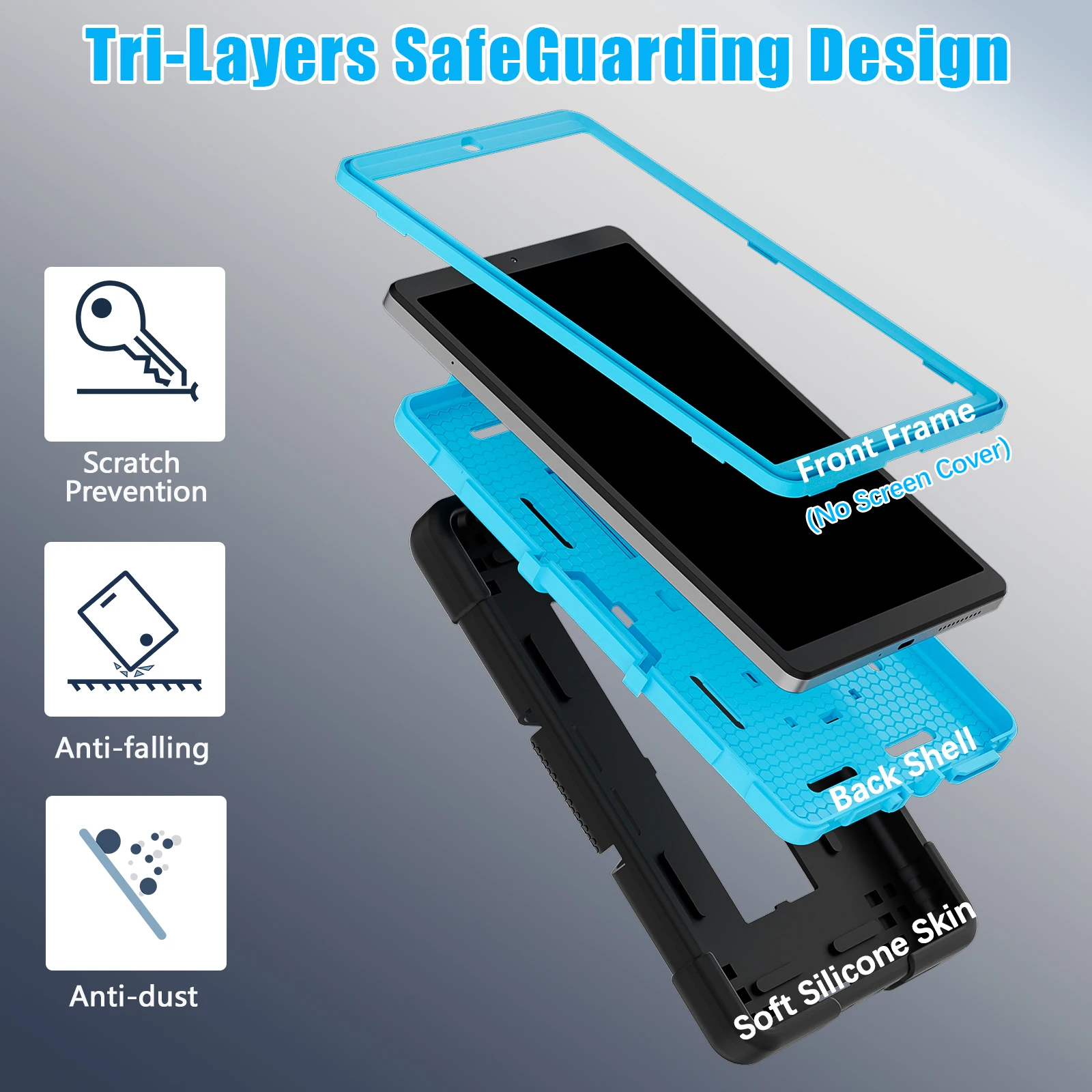 Armor Case For Lenovo Tab M9 TB-310FU XU M8 4th Gen TB-300FU XU 2023 Shockproof Built-in Kickstand Cover 3-in-1 Protection Shell