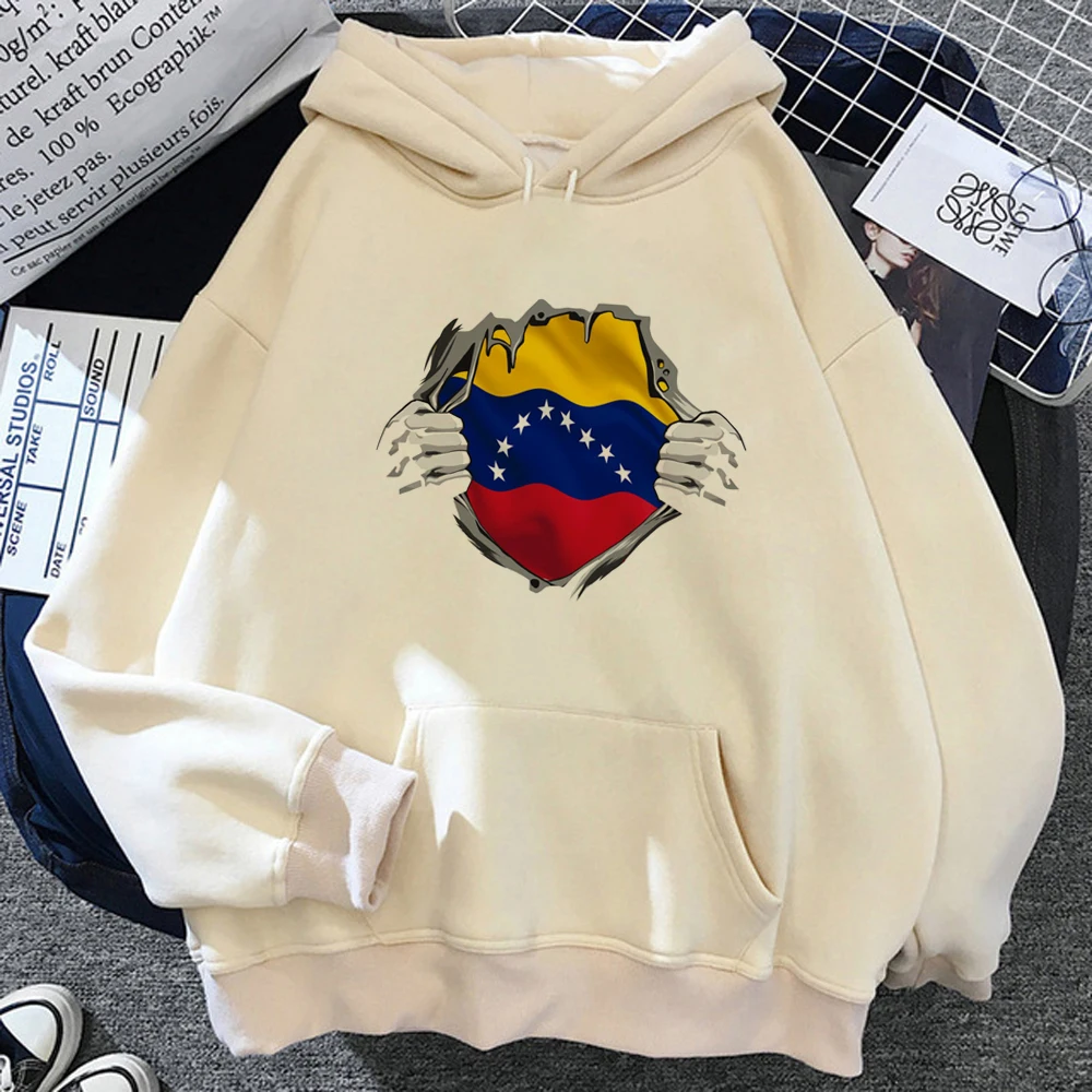 

Venezuela hoodies women Winter 90s 2023 y2k aesthetic Pullover female Fleece sweater