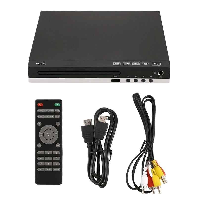 

【Top Picks】HD 1080P CD/EVD/VCD DVD Player Outputs Home Digital Media Player With USB And Microphone Ports