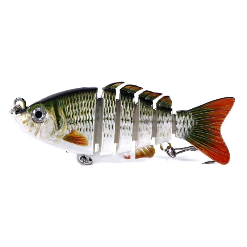 Fake Bait Fake Fish Bait with2Hooks suitable for bass and pike 1Pieces 3.15Inch（8cm）13Highly realistic3DEye Six-Segment Hard Bai