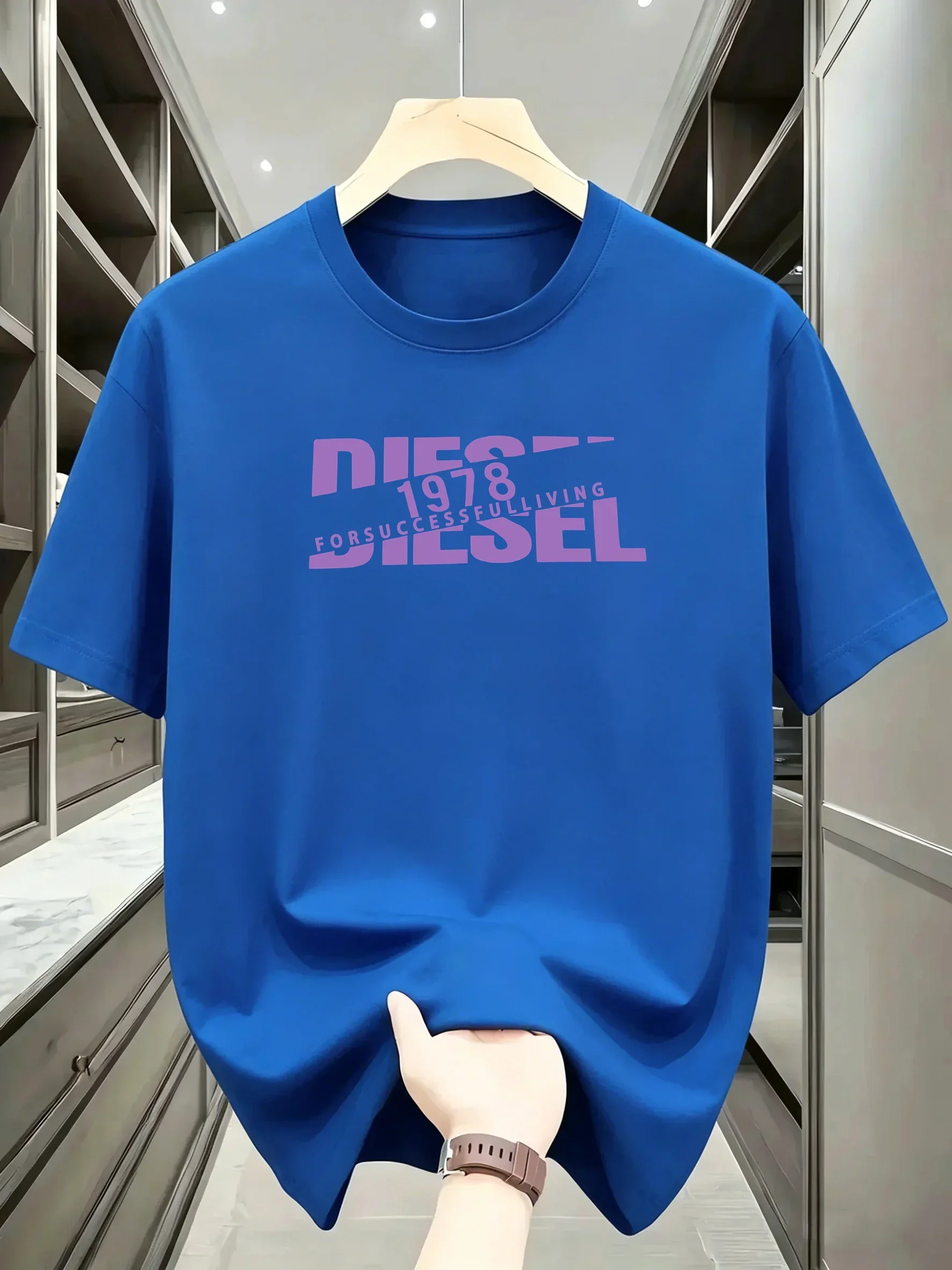 Herren-T-Shirt mit Rundhalsausschnitt und kurzen Ärmeln, Retro-Diesel-1978-Print mit geteiltem Schriftzug, weiches und bequemes T-Shirt – Detail 11