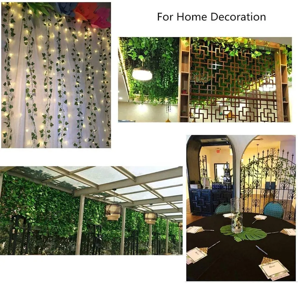 Solar Led Lvy Vine String Lights Outdoor Artificial Rattan Green Plant Fairy Lights Maple Leaf Light for Garden Room Decoration