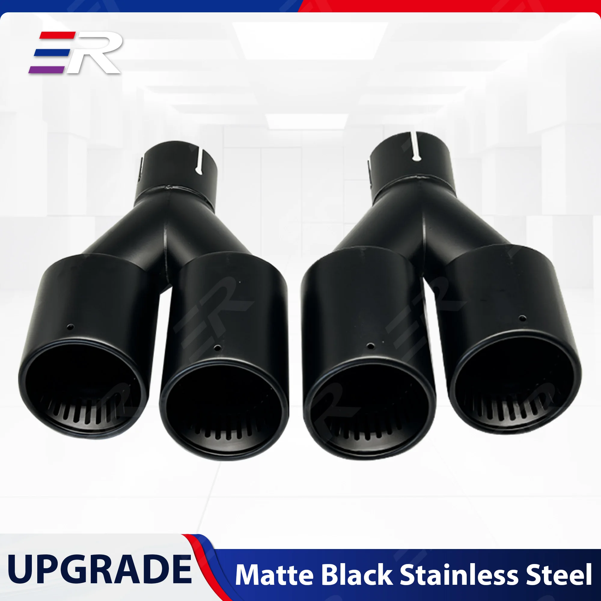 

ER 1PCS Upgrade car accessories Exhaust Tips Matte Black 304 Stainless Steel Car Nozzle Pipe car External Decoration