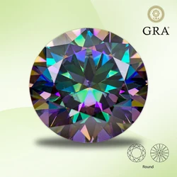 Moissanite Loose Stone Rainbow Green Round Cut Lab Grown Diamond for DIY Advanced Jewelry Making Materials with GRA Certificate