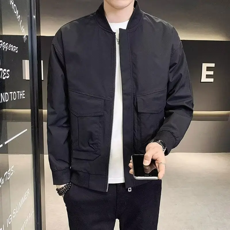 

Baseball Style Men’s Workwear Jacket Multi-Pocket Design Casual Lightweight Autumn Streetwear Outerwear