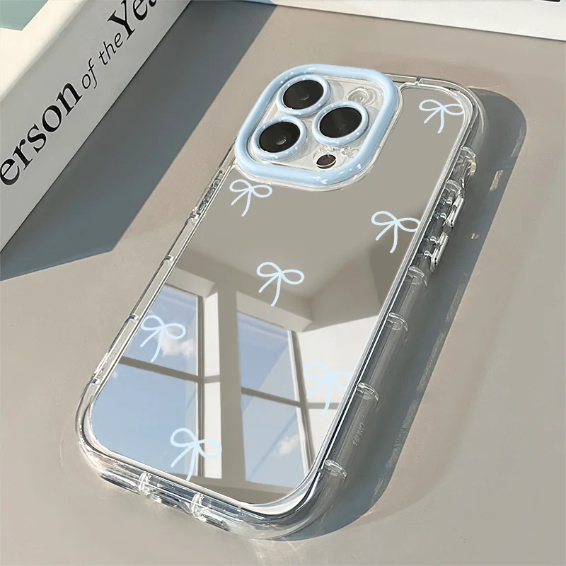 Coque de téléphone minimaliste Love Air Cushion Mirror pour iPhone 11 Pro XR XS 7 8 Plus 17 15 14 16 Pro Max 13 12 17Air INS Girl Cover