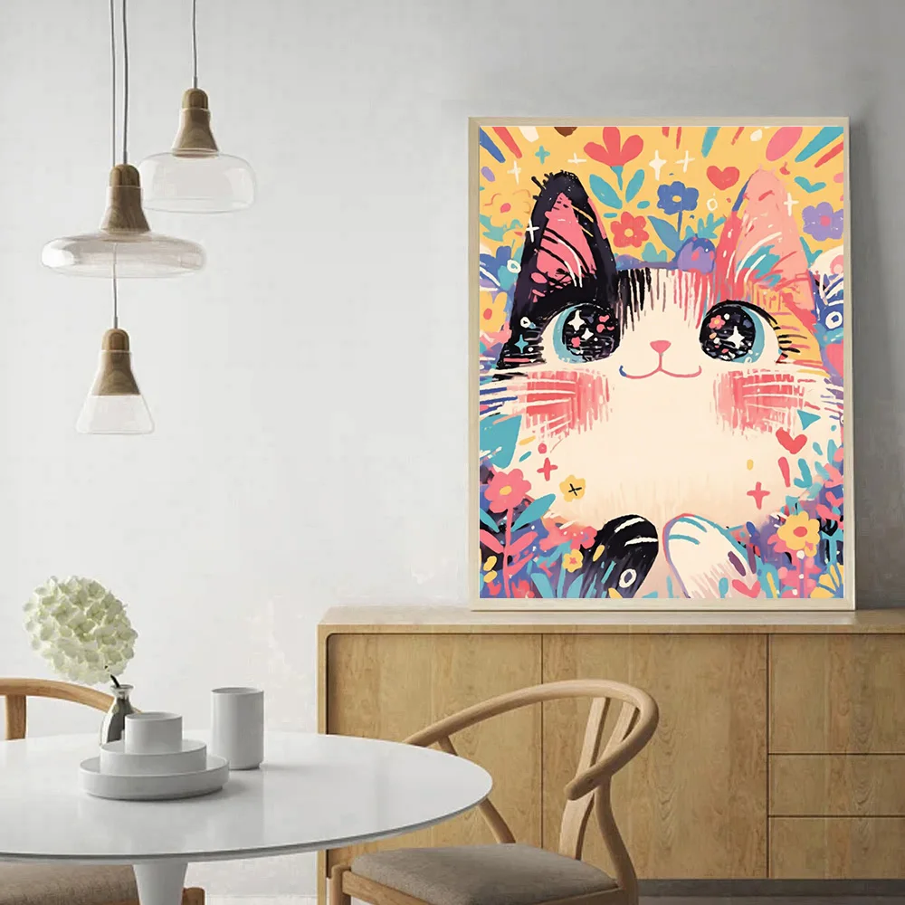 DIY Cartoon Tier Diamant Malerei Katze und Hund voller Platz/Runde Diamant Mosaik Stickerei Kits Spaß Kunst Home Dekoration Geschenk – Detail 3