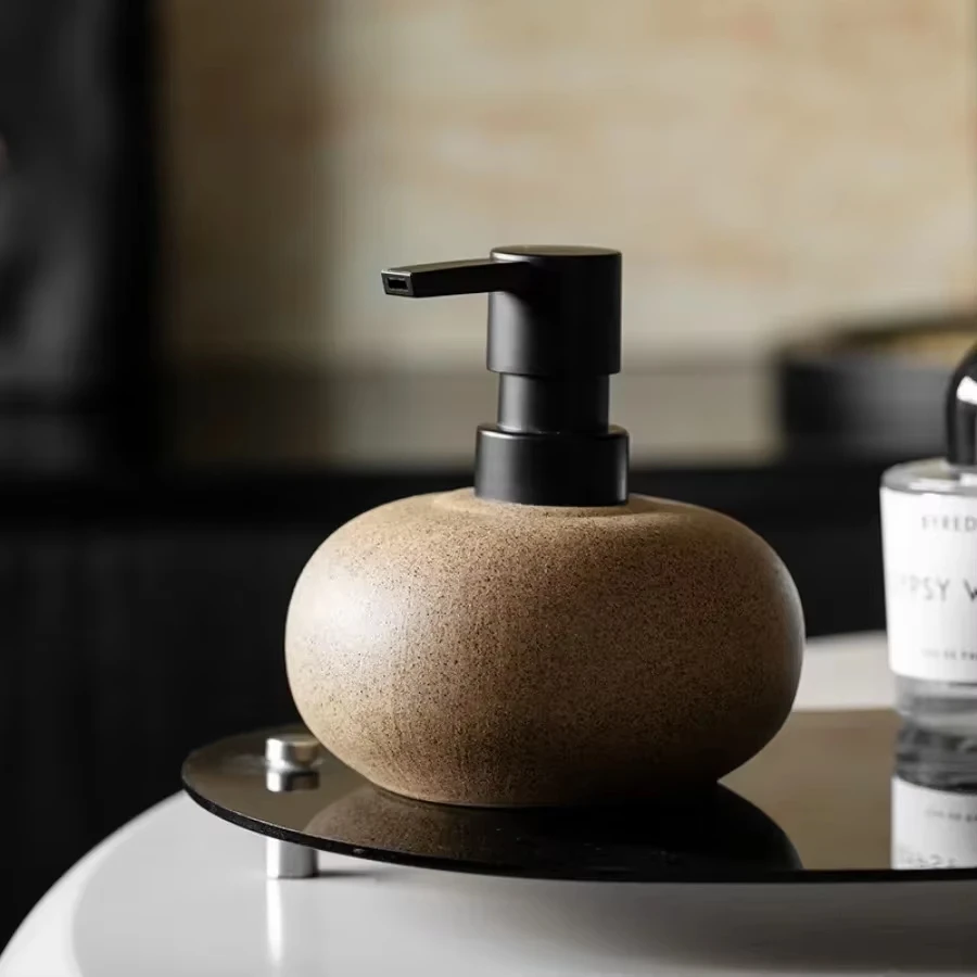 Wabi-Sabi Keramik-Lotionsflasche 450ML Quetschflasche Seifenspender Shampoo-Lotion-Conditioner-Flasche Badezimmer-Accessoires – Detail 9