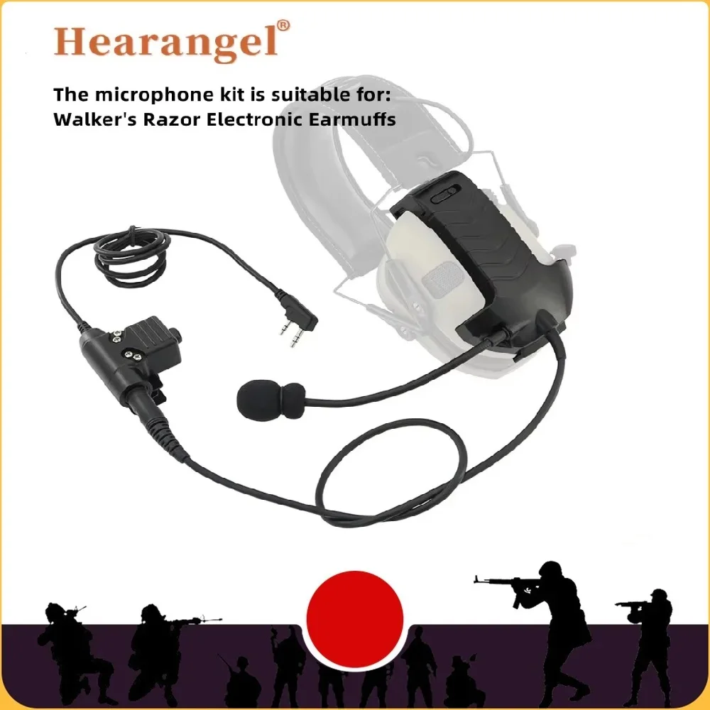 Tactical Headset Adapter External Microphone Kit for WalkerRazor Hearing Protection Electronic Shooting Earmuffs with U94 Ptt