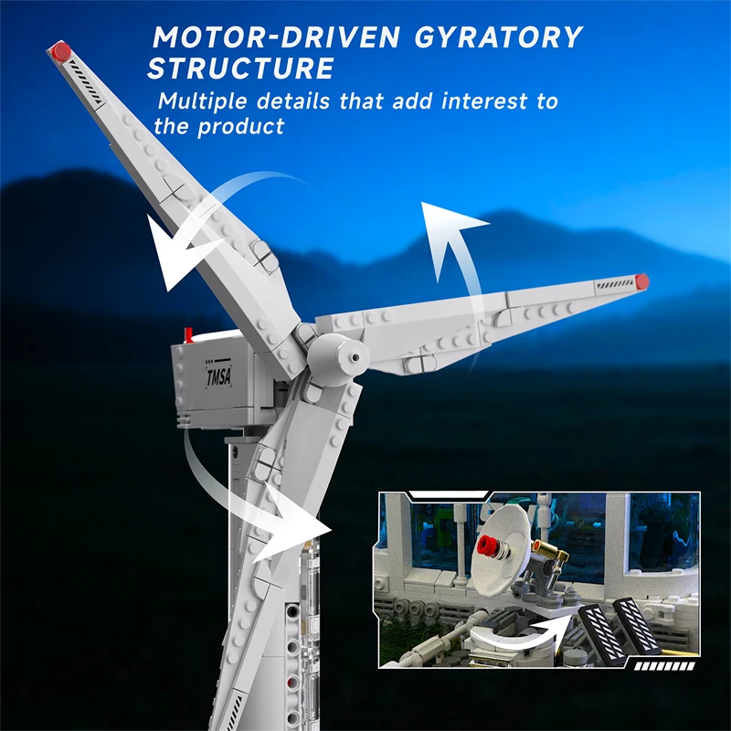 مكعبات بناء محطة طاقة الرياح، قاعدة استكشاف الفضاء، نموذج مزرعة الرياح، ألعاب مجمعة للأطفال، هدية لعشاق الفضاء