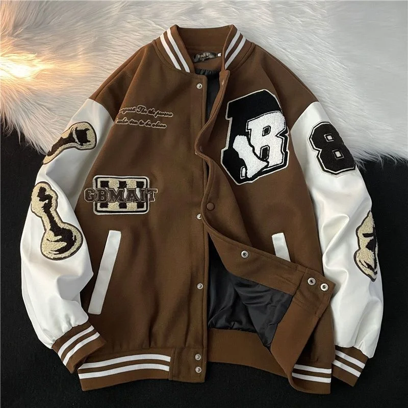 

American Letter Embroidery High Quality Jackets Coats Men's Y2K Street Hip-Hop Trend Baseball Uniform Couple Casual Joker Jacket