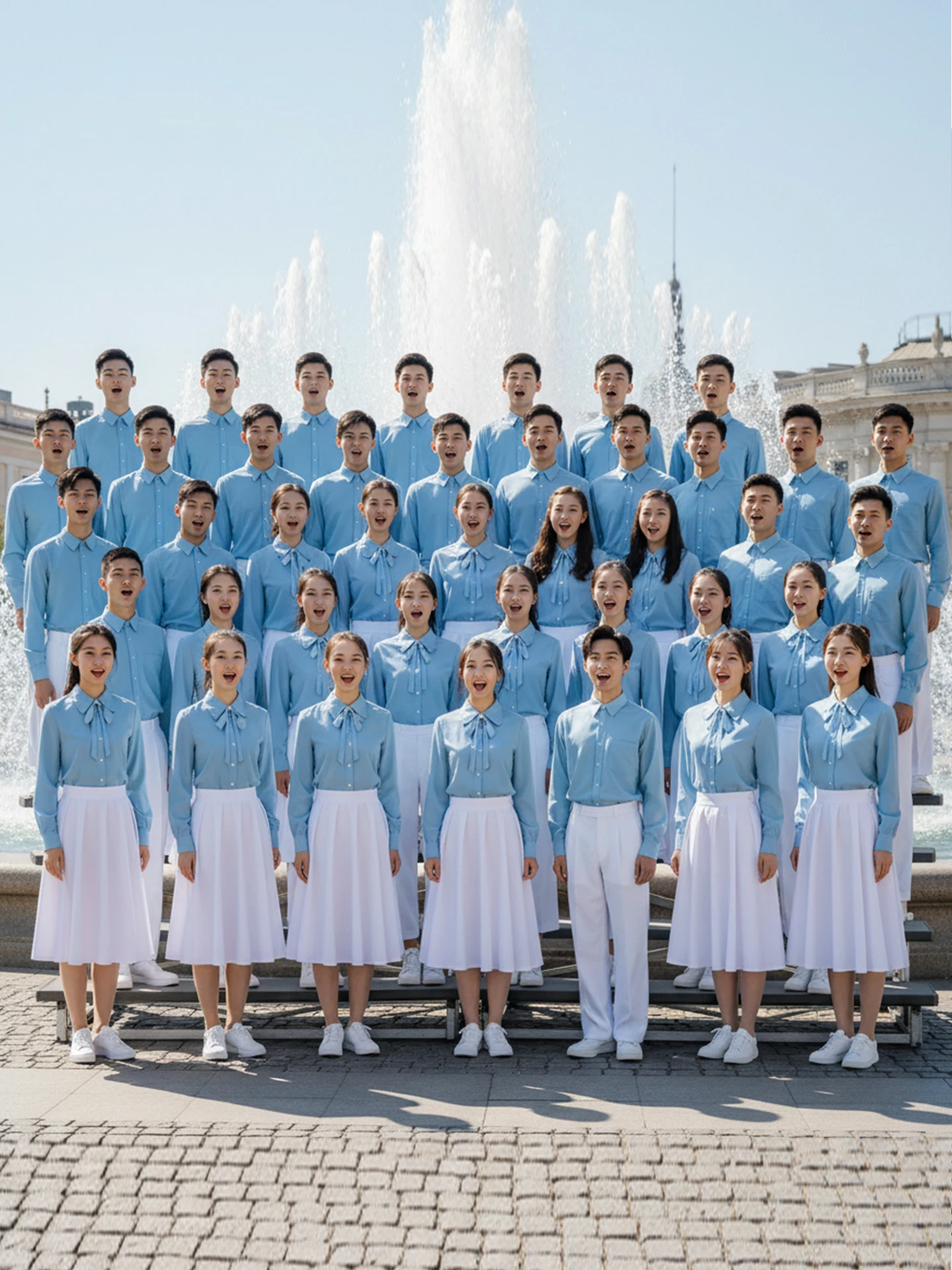 

Blue Red Song Chorus Performance Costume Adult High School Student M Fem Reading out Loud Patriotism Stage Outfit