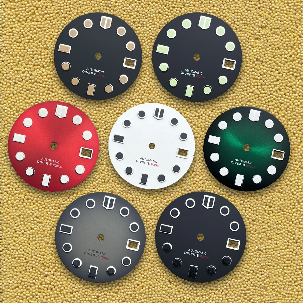 

Latest styles 28.5mm S Logo Dial Fit NH35/NH36/4R/7S Movement Green Luminous High Quality Watch Modification Accessories