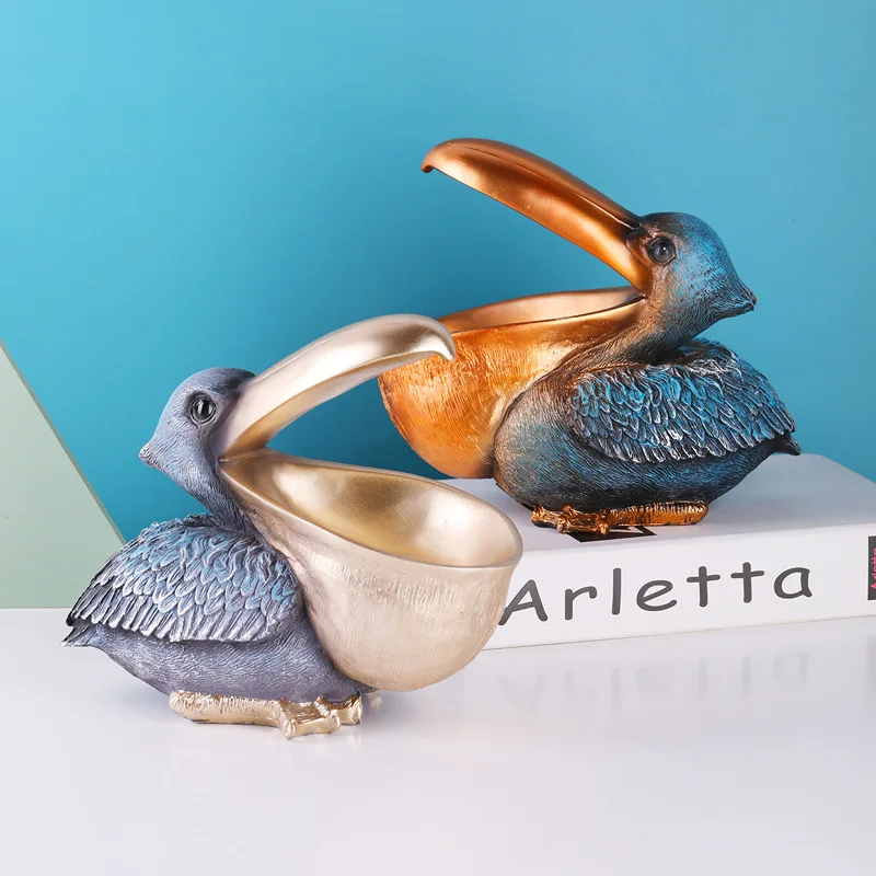 

Creative Pelican Resin Craft Storage Home Ornament Entryway Shoe Cabinet Living Room Key Candy Storage Ornament