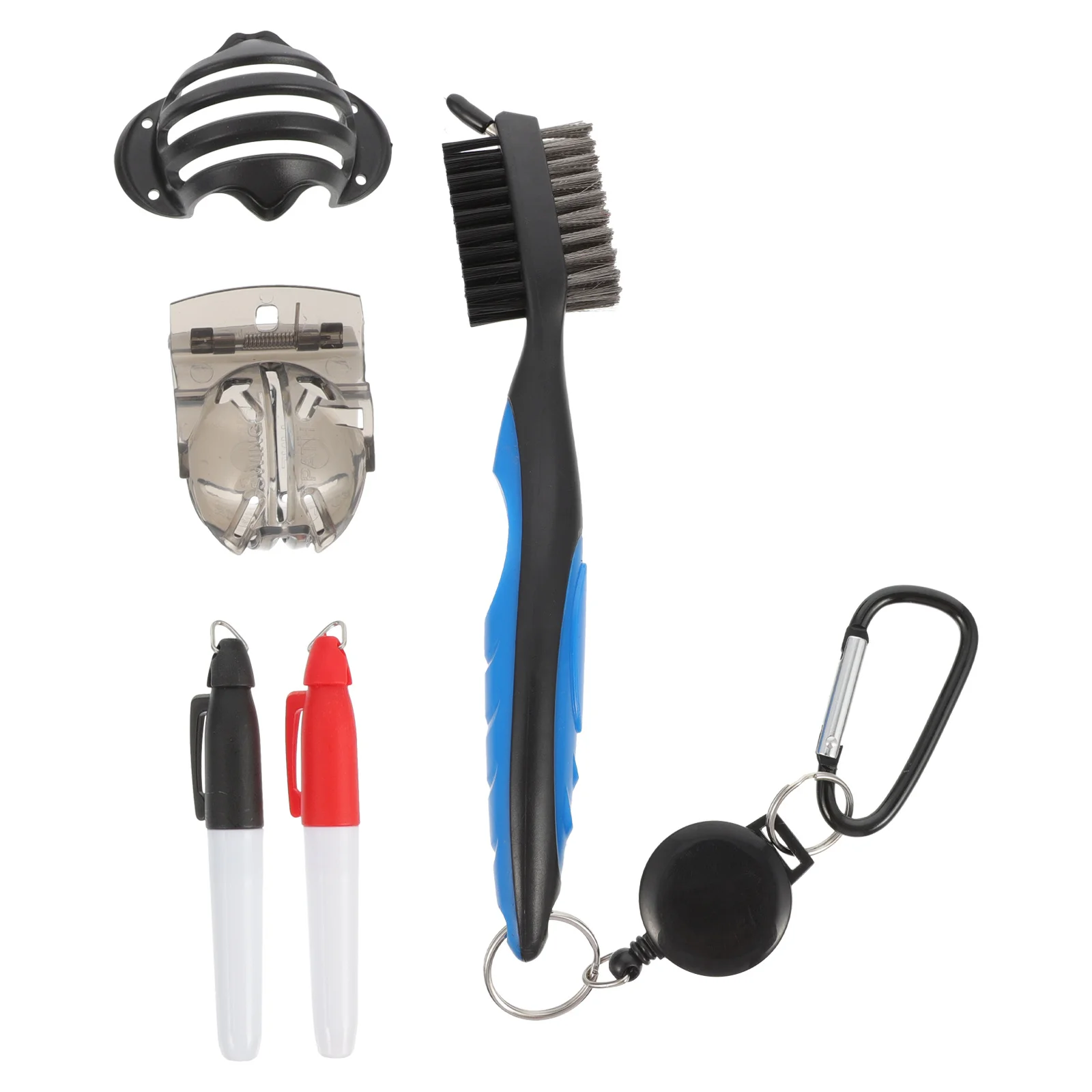 1 conjunto kit marcador de linha de golfe profissional ferramenta de marcação de bola com escova de limpeza portátil tamanho pequeno para fácil transportar e preciso