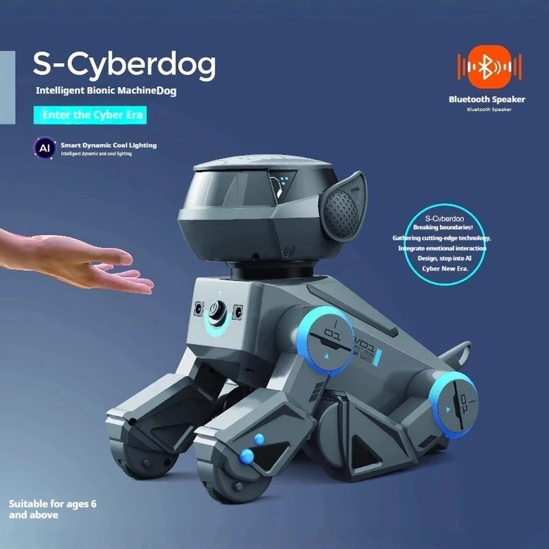 Ai Smart Robot Dog Gesture Touch Remote Control Bluetooth Speaker Song Programmable Cool Lighting Toy For Kids Aged 6+Interactio