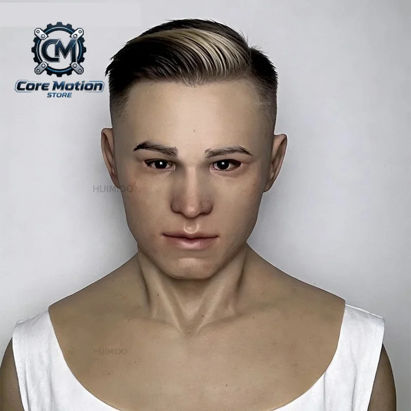 New Halloween Party Cosplay Realistic Man Full Head Mask Handsome Male Face mask Crossdress Party Ball Performance mask
