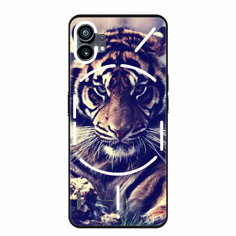 For Nothing Phone One 1 Case Wolf Lion Tiger Black Silicone Soft Back Cover Case For Nothing Phone 1 (1) Phone Case Cover Phone1