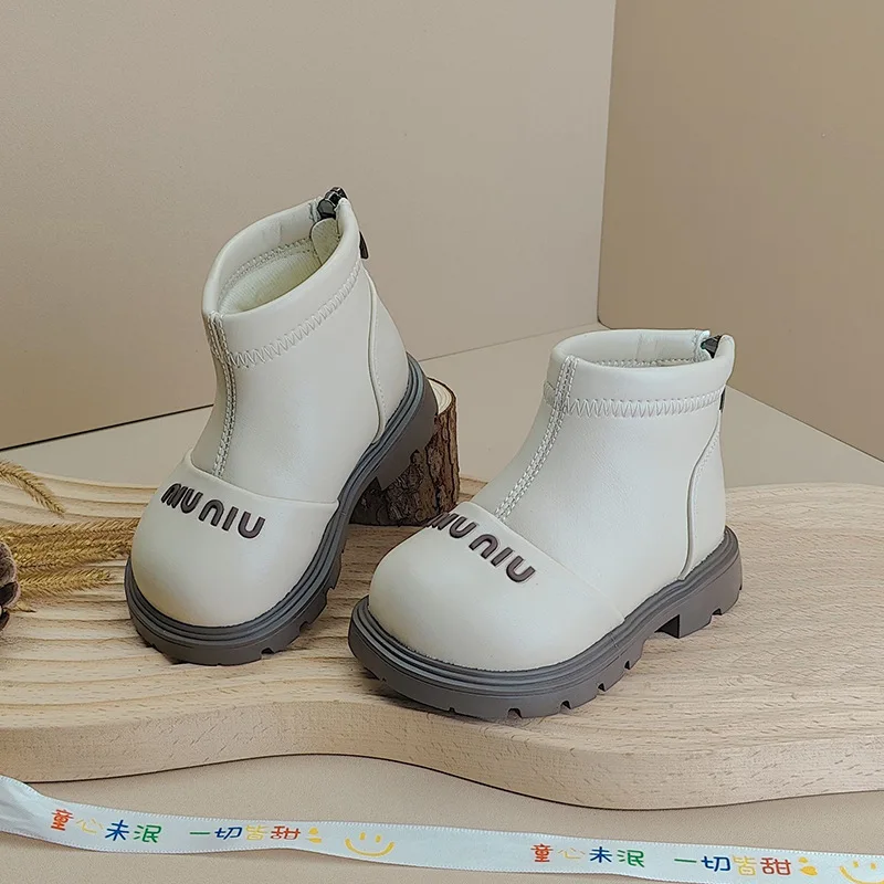 2024 New Baby Short Boots, Baby Walking Shoes, Children's Leather Boots, Anti Slip and Waterproof Children's Shoes Toddler Shoes