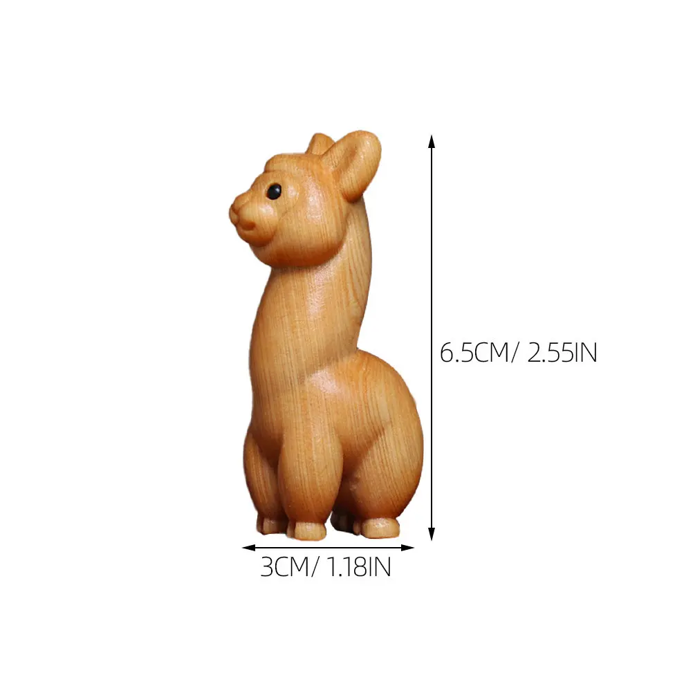 Handmade Wooden Alpaca Statue – Small Animal Desk Decor for Shelf, Nightstand & Home Office – Warm Charming Wood Sculpture