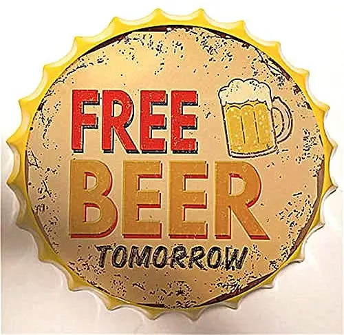 Royal Tin Sign Bottle Cap Metal Tin Sign Refreshing Cold Beer Drink Diameter 13.8 inches, Round Metal Signs for Home