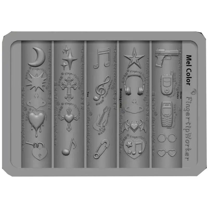 Retro Music Sweet Punk 3D Silicone Nail Mold Mermaid Tail Shell Design for Nail Art Jewelry Crafts Transparent Mold