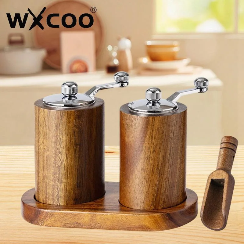 WXCOO Hand-cranked Pepper Mill Solid Wood Spices Grinder Multi-purpose Tool for Kitchen Household Wooden Pepper Sea Salt Grinder
