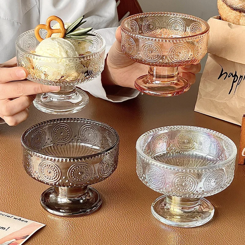 Ice Cream Ball Cup Glass Bowl Ice Cream Milkshake High Footed Glass Cups m