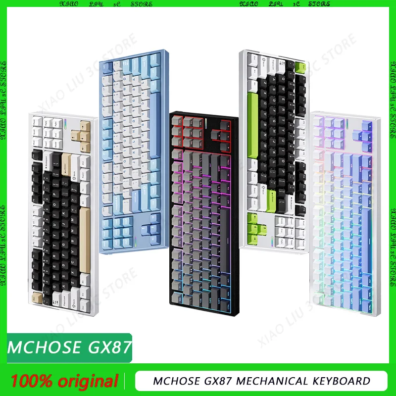 MCHOSE GX87 Mechanical Keyboard Wireless Customized CNC Aluminum Hot Swap 8000mah Gasket HIFI Switch Dynamic RGB 2.1KG BT 2.4G