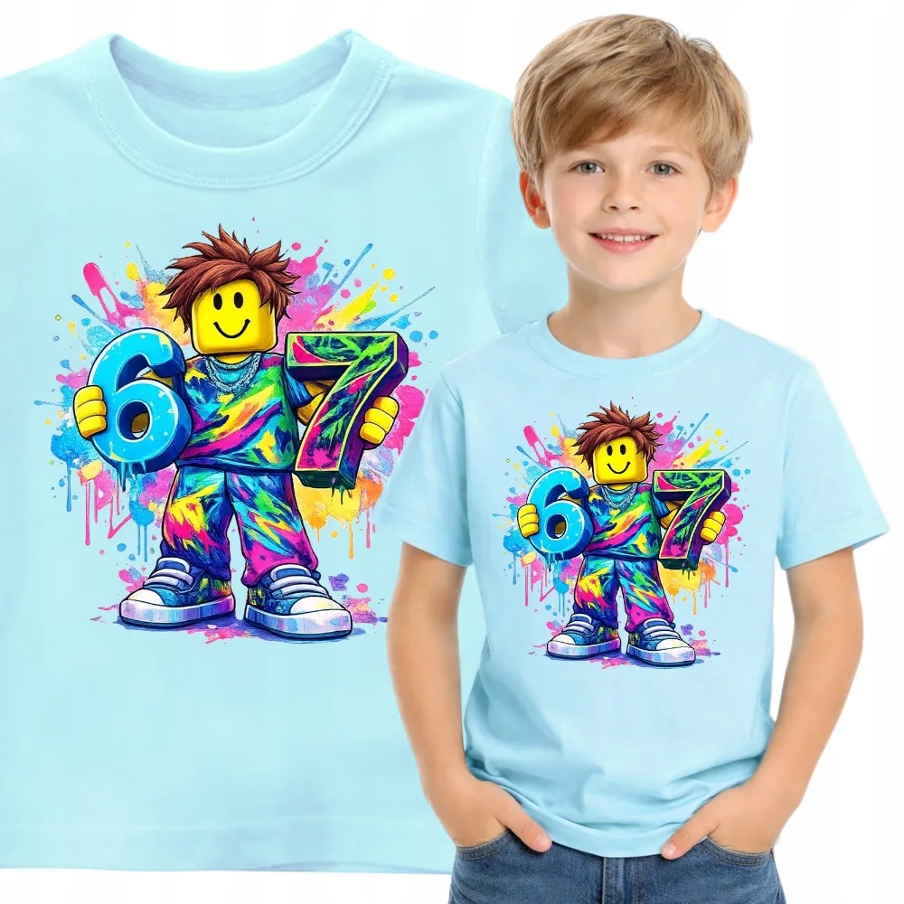 New Roblox Game 67 Digital Print Kids T Shirt for Boys and Girls Casual Short Sleeve Tee Childrens Birthday Graphic Cotton Tops