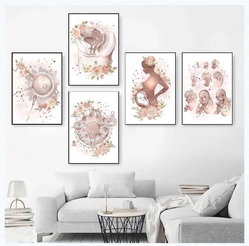 Female Anatomy Fertility Pregnancy Posters Prints Canvas Painting Wall Art Picture Gynecology Obstetrics Decoration Mural Gift