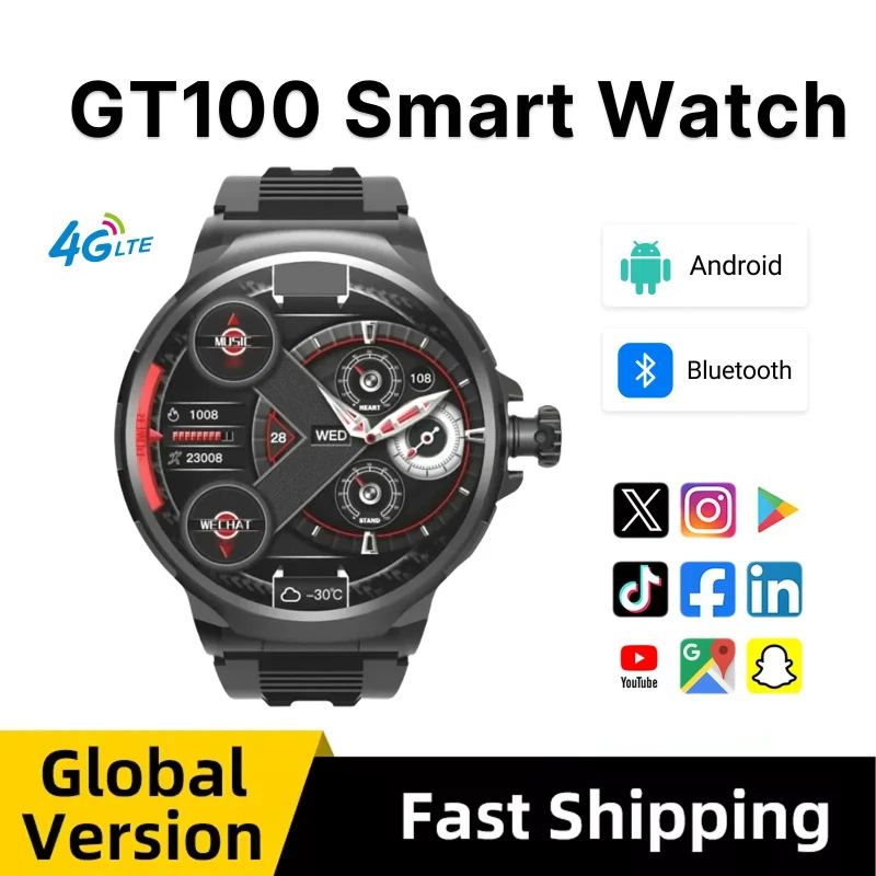 

2025 New Smartwatch 1.85-inch Display High Definition Screen Android OS 4G SIM Card 180° Rotating Camera Waterproof WiFi
