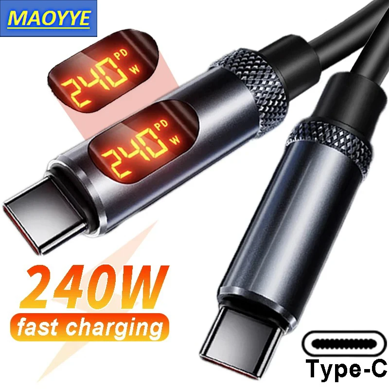MAOYYE 240W 5A USB C To Type C High-speed Data Transfer Cables Dual Type-C Digital Display Wire Cord for IPhone